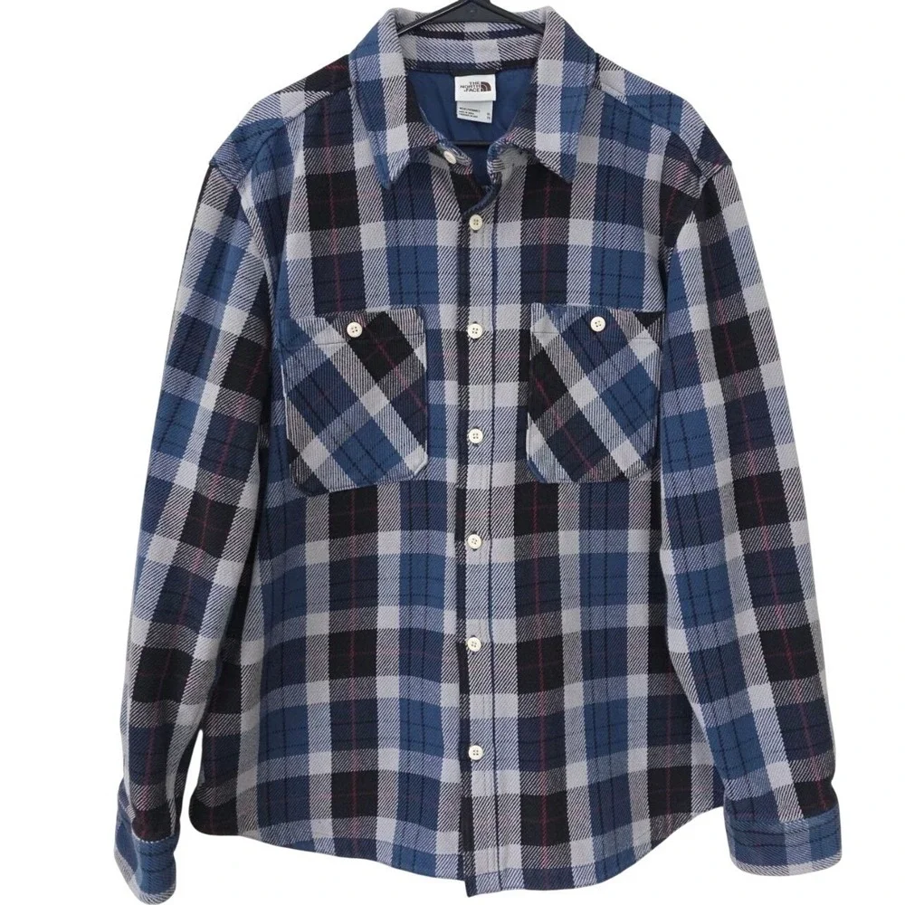 The‎ North Face Plaid Flannel Shirt Mens XL Blue Black Red Button Up Long Sleeve